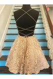 Short Lace Prom Dress A Line Cute Homecoming Dress Graduation Dress OK1596
