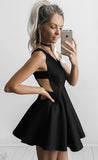 Sexy Black Deep V-neck New Mini Sleeveless Homecoming Dress,Cocktail Dress OK452