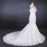 Mermaid Sweetheart Lace Appliques Long Cheap Wedding Dress OKQ10
