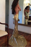 Sexy Deep V-neck Mermaid Backless Sparkly Prom Dress For Teens K761