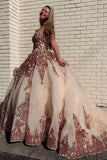 Sweetheart Tulle Sequin Long Prom Gown Evening Dresses OKP62