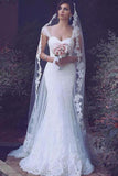 Sheath Tulle Brush Train Sweetheart Wedding Dress With Appliques OKH81