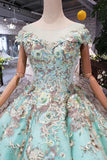 New Prom Dresses Ball Gown Quinceanera Dress With Applique Beads OKK15
