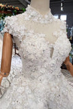 New Arrival Wedding Dresses Cap Sleeves Princess Ball Gowns With Applique OKK19