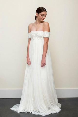 Long Wedding Dresses,A-line Wedding Dress,Off-the-shoulder Wedding Dresses,Backless Wedding Dresses,Chiffon Wedding Dress,Sexy Wedding Gown