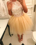 Tulle A Line Homecoming Dresses With Lace,Short Prom Dress For Teens OK494
