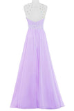 Simple Violet Chiffon Beading Cheap Elegant Long High Low Prom Dress K741