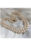 Handmade Double Loop Pearl Necklace with 14K Gold Clip P24