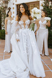 Gorgeous Ball Gown Off the Shoulder Tulle Beach Wedding Dress N120