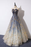 Unique A-line Strapless Ombre Long Prom Dress Stunning Party Dress N2553