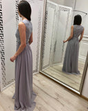 A Line Chiffon Long Prom Dress, Cheap Sleeveless Evening Dress OKJ18