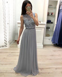 A Line Chiffon Long Prom Dress, Cheap Sleeveless Evening Dress OKJ18