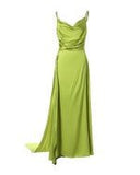 Cowl Neck Split Thigh Cami Maxi Dress A Line Long Prom Dress Formal Party Dress OK1554