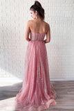 Sparking Sweetheart Long Pink Stunning Prom Dresses OKK78