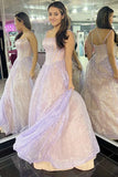 Fairy-Tale Pink Spaghetti Straps A-Line Prom Dress Long Evening Dresses OK2017