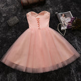 Strapless Sweetheart Blush Pink Beading Tulle Short Homecoming/Prom Dress OK303