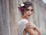 Elegant Lace A Line Round Neck Long Ivory Beach/Coast Wedding Dresses OK267
