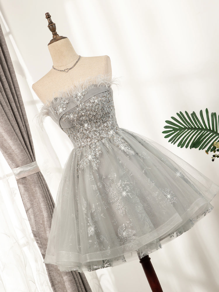 Cute Strapless Short Lace Up Beading Homecoming Dress Sweet 16 Dress OK927