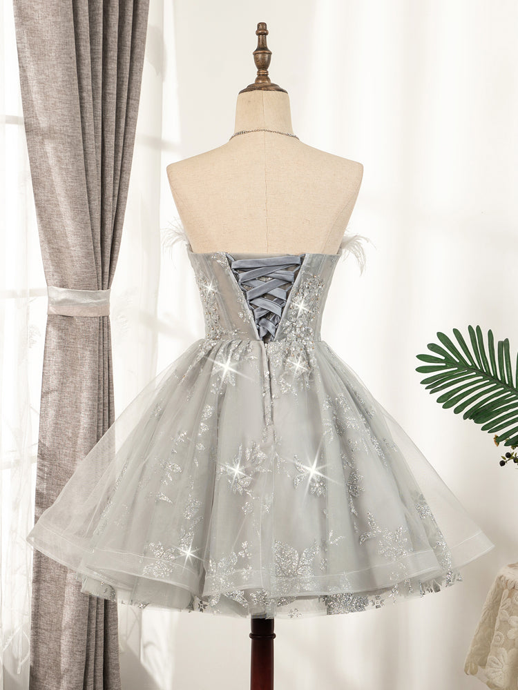 Cute Strapless Short Lace Up Beading Homecoming Dress Sweet 16 Dress OK927