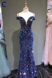 New Arrival Sequin Shiny Long Prom Dress For Women Modest Evening Gown B0005
