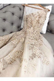 Modest Long Prom Dress with Lace Appliques Tulle Evening Gowns OKT56