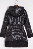 Pretty Black Women's Down Wear Long Stylish Winter Coat Free Shipping D11