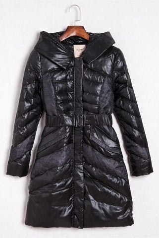Simple Black Long Style High Quality Fashion Design Winter Down Jacket D15