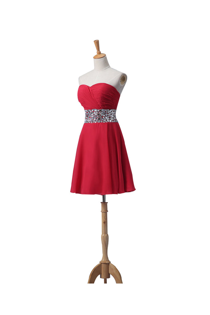 Sweetheart Red Chiffon Beaded Short Prom Homecoming Dresses ED0667