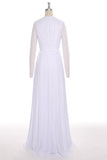 White Chiffon Deep V-neck Long Wedding Dresses ED0674