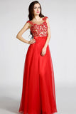 Open Back Red Long Lace Beaded Prom Evening Dress ED0842