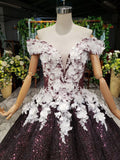 Princess Sparkly Off the Shoulder Long Prom Dress Ball Gown Quinceanera Dress OKS26