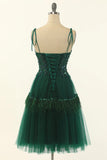Green Sweetheart Tie-Strap A-Line Tulle Short Homecoming Dress OK1848