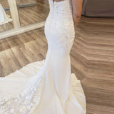 Elegant Sweetheart Sexy Mermaid Wedding Dress Lace Applique Bridal Dress OKW41