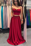 Unique Prom Dresses,Two Piece Prom Gown,Long Prom Dress,Burgundy Prom Dress,Sweetheart Prom Dress