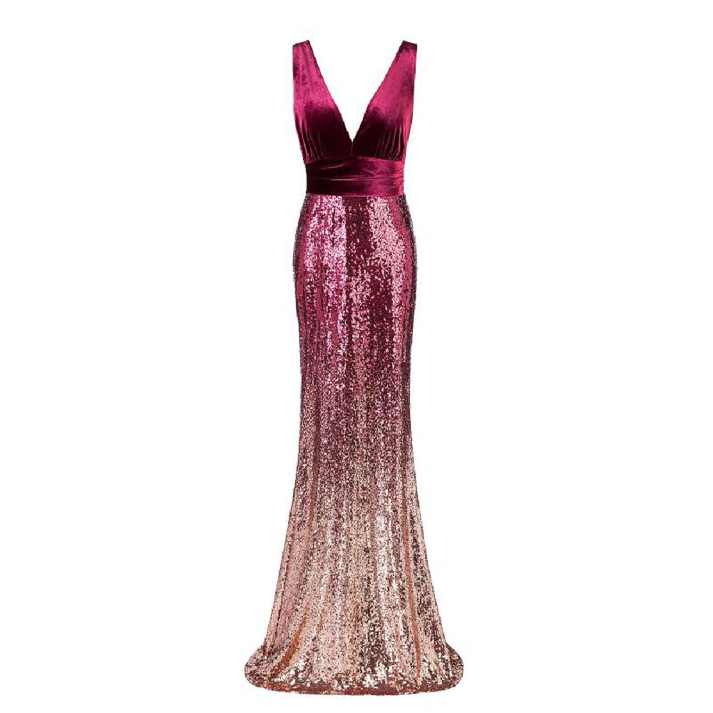 Mermaid Sequins Elegant Long Prom Dress Formal Evening Dress XU90802