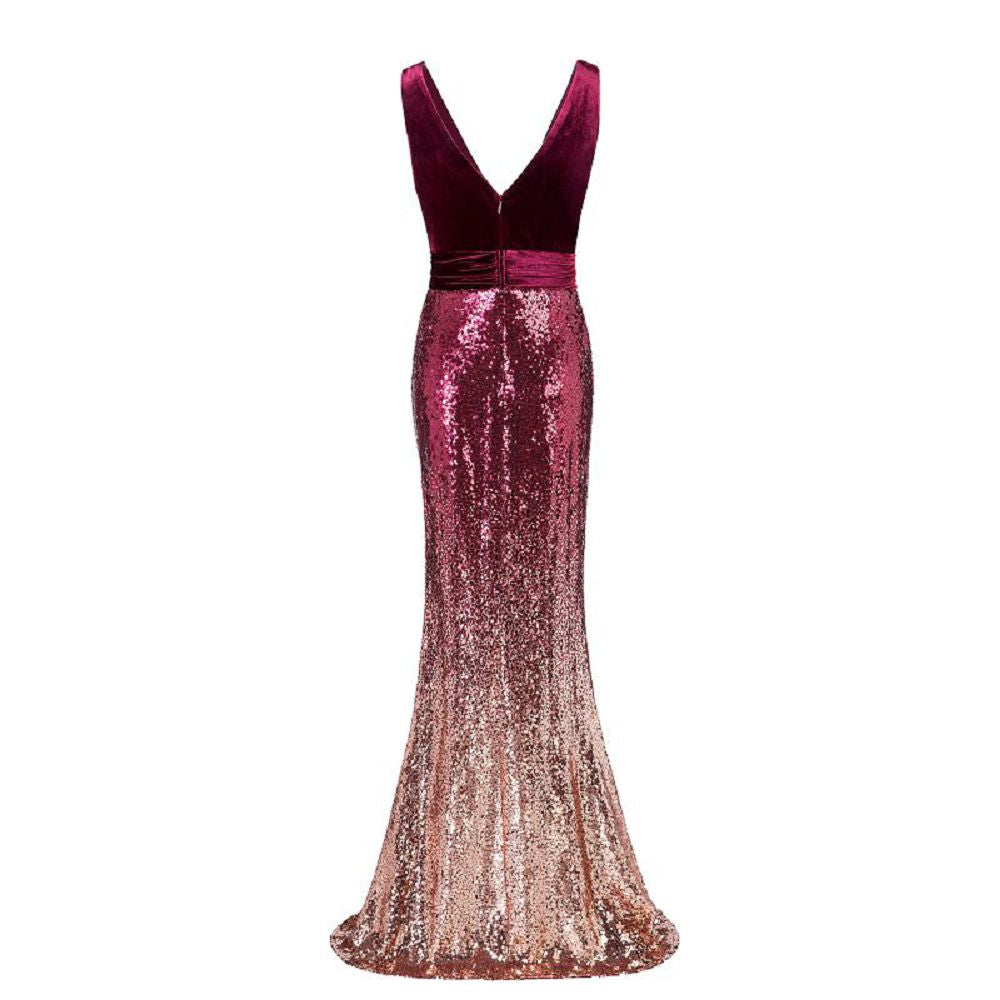 Mermaid Sequins Elegant Long Prom Dress Formal Evening Dress XU90802