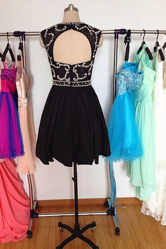 Pretty Short Back Chiffon Beading Homecoming Dresses With Flower Type K137