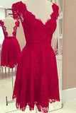 new Pretty Light Red Lace V--Neck Open Back Homecoming Dress K139