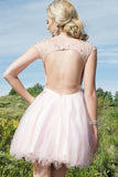 new Charming Sparkly Pink Beading Tulle Short Homecoming Dress K140