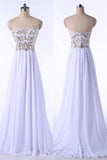 Elegant White Chiffon High Low Beading Sweetheart Neckline Prom Dress K150