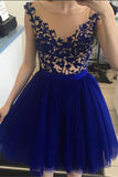 new Beautiful Short Royal Blue Lace Elegant Homecoming Dress K195
