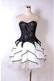 Sparkly Black And White Short Sweetheart Homecoming Dress For Teens K205