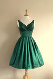 V-neck Short Handmade Pretty Green Homecoming Dress K208