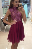 Gorgeous High Neck Short Chiffon Homecoming Dress K261