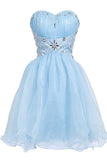 Beautiful Sky Blue Beading Sleeveless Short Prom Dress Homecoming Dresses K277