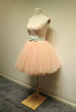Blush Pink Sweetheart Short Tulle Elegant Beauty Homecoming Dress K298