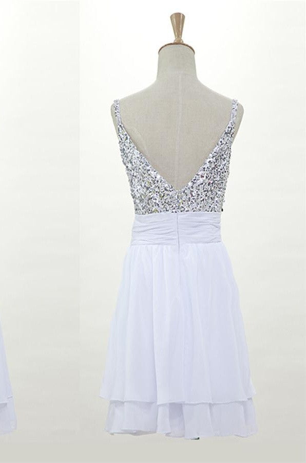 Elegant White Chiffon Cute Short Homecoming Prom Dress K348