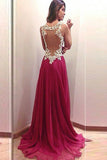 Open Back Chiffon Lace Long Simple Cheap Prom Dress K52