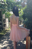 Pretty Pink High Low Beading Open Back Short Homecoming Dress K57