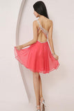 One Shoulder Beading Pretty Short Backless Homecoming Dress K60